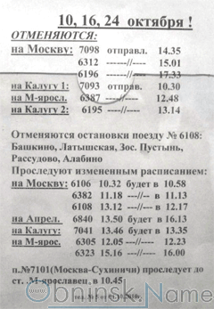 Расписание электричек киевская обнинское