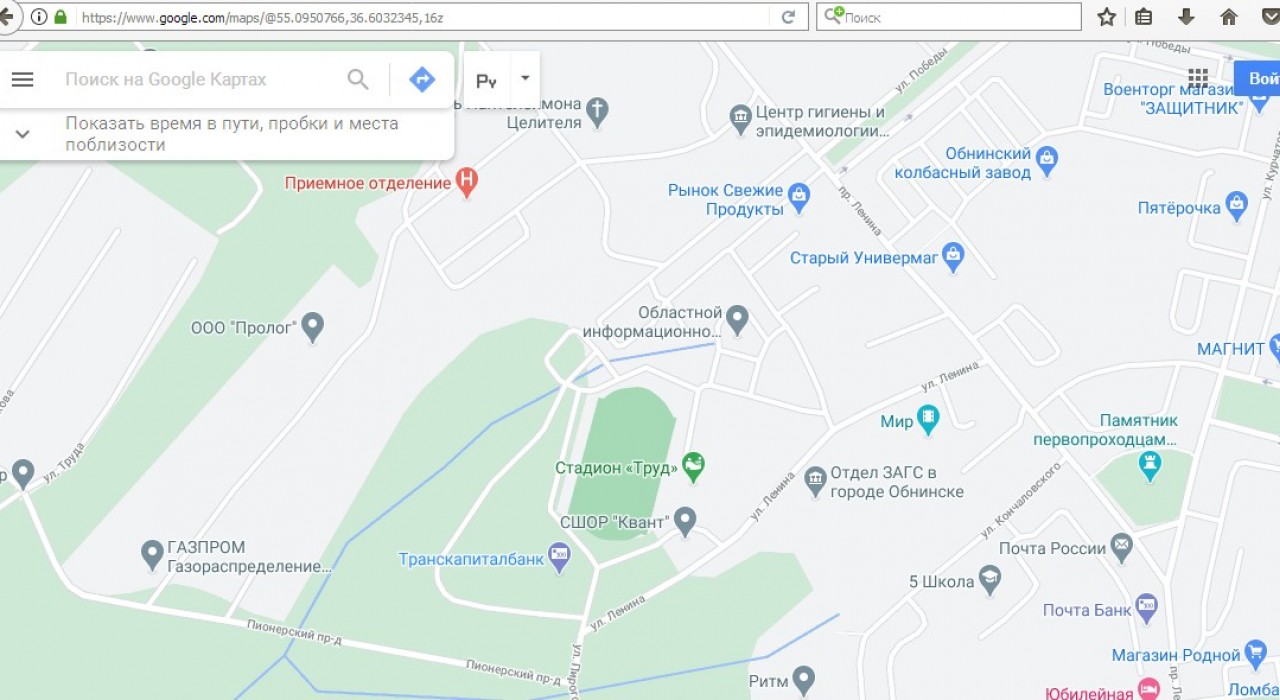 Гугл карта Обнинск. Камеры в Обнинске на карте.